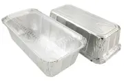 D&W A86 2 lb. Aluminum Foil Closable (IVC) Loaf/Bread Pan Tins w/Dome Lid