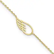 [JewelryWeb] 6.85mm 14ct Gold Wing With 1inch Ext. Anklet - 25 Centimeters