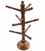 Wooden Bangle Holder Jewellery Stand Traditional Handmade Tree Carving 13 inches