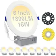 8 Pack 6 Inch Canless LED Recessed Ceiling Light, 1800LM 16W 200W Eqv, 5000K ...
