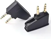Aquelo Airline Airplane Flight Headphone Adapter Converter, Compatible with Bose QC3 QC15 QC20 QC25 QC35 AE2 AE2W Noise Cancelling Headphones (2pcs), black