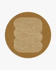 245' Round | Machine Washable Runner Rug | Kid & Pet Friendly | Indoor Rug | Jonathan Adler Ribbon Caramel Gold Rug | Ruggable