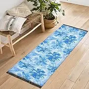 Joisal Long Runner, Floral Daisies Blue Long Kitchen Rug, Non Slip Runners for Hallways, Kitchen Rugs and Mats