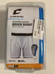 Champro Multi-Sport Adult Compression Boxer Short with Cup - White - Small