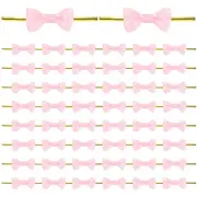 100-Pack Mini Craft Ribbon Bow Twist Ties,1.2x0.6 Inch for Craft[Light Pink]