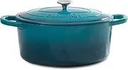 Crock-Pot 109475.02 Artisan Oval Cast Iron Dutch Oven with Non-Stick Surface, 7 Quart, Teal Ombre
