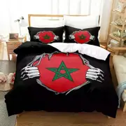 v2802 Bed Sheets Morocco Flag Bedding Set Boys Girls Twin Queen Size Duvet Cover Pillowcase Bed Kids Adult Fashion Home Textileextile 3-Piece Bedding