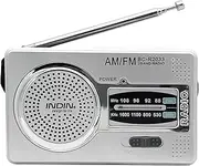 BC-R2033 Mini AM FM Radio 2 Band Radio Receiver Portable Pocket Radio Built-in Speaker w/Headphone Jack Telescopic Antenna