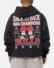 [MITCHELL & NESS] Mitchell & Ness Chicago Bulls Back To Back Hoodie Faded Black - Size L L Faded Black