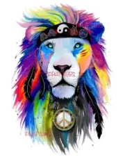 Sublimation Print Hippie Lion Ready to Press Heat Transfer