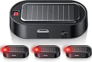 4PC Car Solar Power Simulated Dummy Alarm, Vehicles Security Anti-Theft LED Flashing Fake Lamp with Light Sensor, Car Alarm Light for SUV, RV, Truck (Red)