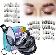 BeauFairy Magnetic Eyelashes Set, 4 Pairs Soft Magnetic Natural Multi-layer Reusable 3D False Eyelashes with Eyelashes Clips, No Glue Needed, Easy to Wear, DIY Eyelash Extension Kit Gift
