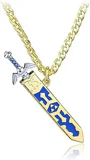[GAUEIOUR] Zelda Legend Sky Sword Necklace, Personalized Trendy Versatile Game Peripheral Detachable Scabbard Necklace, Zinc Alloy (Gold)