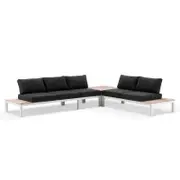 Nova Package D Outdoor Aluminium Modular Corner Lounge White - Denim Grey