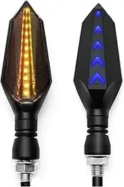 Motorcycle Indicators Flowing Turn Signal Lights UN&IVE&RSAL Motorcycle LED Turn Signal Lamp Sequential Flowing Flash Indicator Lights Amber Running Ligh(1 pair yellow-blue)