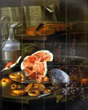 Violin Watermelon Ceramic Mural Backsplash Tile #693