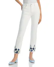 Driftwood Colette X Blue Bouquet High Rise Cropped Skinny Jeans in Cream