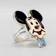 ZUNI-STERLING & STONE INLAY MICKEY MOUSE RING by ANDREA LONJOSE-Size 7 1/4