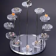 [Generic] Acrylic Display Stand, Transparent Display Riser Stand, Display Shelf for Collectibles, for Ring Earring Bracelet Necklace Show Shelf (12 Tier)
