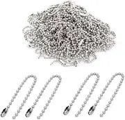 Stainless Steel Ball Tag Key Chain Connector 6 Inch Long 2.4mm Bead Dia 120 Pcs