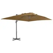 Outdoor Cantilever Umbrella Garden Sunshade Tilting Parasol With Air Vents 4x3m