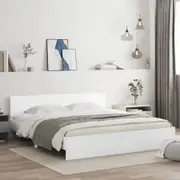 Bed Frame with Headboard White 183x203 cm King Size