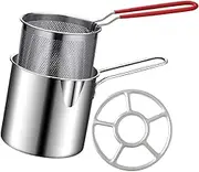ABOOFAN 1Set Deep Fryer Basket Stainless Steel Frying Pot with Long Handle for Chips Fish Vegetables and More for Kitchen Use and Family Cooking