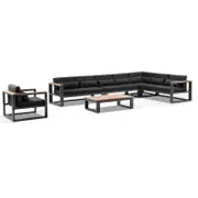 Balmoral Package C Outdoor Aluminium And Teak Lounge Setting With Coffee Table - Charcoal