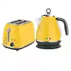 Vintage Electric Kettle & 2 Slice Toaster SET Combo Deal Stainless Steel Yellow