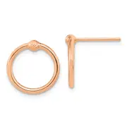 14K Rose Gold Polished & D/C Circle Post Earrings