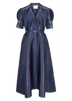 Lovebirds Taffeta Midi Shirt Dress - Navy - XL (UK18) XL (UK18)
