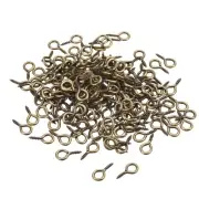 300Pcs Small Screw Eye Hooks Mini Eyelets Screws, 6.8x13x1.4mm, Bronze Tone