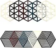 RHAIYAN Practical 10 Pcs Silicone Trivet Mats and Hot Pads Hexagon Heat Resistant Pot Holder Placemat Compatible with Bowl Dishes Specific