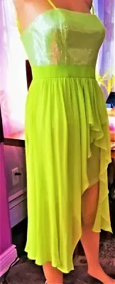 NEW Aqua LIGTH GREEN SLEEVELESS SEQUINS Cocktail EVENING HI-LO Dress SIZE 2