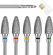6Pcs Nail Drill Bits Set Tungsten Steel Nail Bits 1.77 Inches Diamond Cuticle Electric Nail File Nail Art Tools Sanding Bit Set Carbide Remover Bits For Manicure Pedicure Home Salon DIY Apply