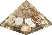 Shiva Eye Gomti Chakra Orgone Pyramid with Natural Healing Stones and Copper Coil for EMF Protection, Wealth and Success (Pack of 1)