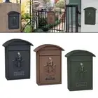 Metal Vintage Mailbox Wall-mounted Locking Mail Box Top Loading Gate Retro