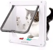 Dog Cat Flap Door with 4 Way Security Lock Flap Door for Dog Cats Kitten ABS Plastic Small Pet Gate Door Kit Cat Dogs Flap Doors (White)