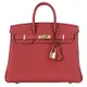 HERMES BIRKIN Togo牛皮柏金包( 25CM/53鴕鳥紅/金釦)