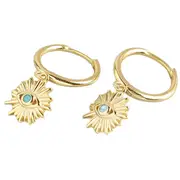 ANYCO Earrings Gold Plated Geometric Blue Zircon Cute Eye Stud For Women Girl Teen Perfect Elegant Fashion Stylish Accessories Jewelry Gifts