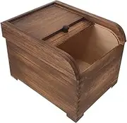Cabilock Wooden Rice Storage Container 10KG Cereal Dispenser with Sliding Lid Sealed Kitchen Food Container Bin Flour Grain Bucket Barrel for Dry Food