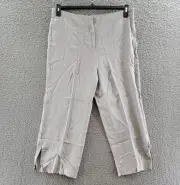 NIC+ZOE Rumba Crop Wide-Leg Pants Women's 16 Stingray Linen Blend Zip Hook & Bar