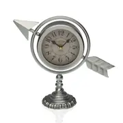 Table Clock Versa Silver Complete Arrow Metal 23 x 16 x 8 Cm