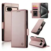 Wallet Case for Google Pixel 8A,Slim Protective Shockproof Case With Card Holder,Premium PU Leather Kickstand-Rose Gold