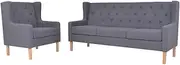 Sofa Set 2 Pieces Fabric Grey,Modern and Comfortable Sofa Set for Relaxation and Entertainment Living Room Sofa