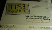 New Jumbo 14" Wall Clock Screen Digital Alarm Date Temperature ºC or ºF Silver