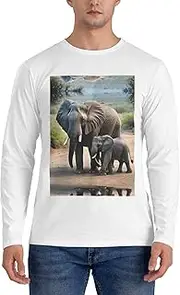[GaxfjRu] Mens Elephant Elephant Print Long Sleeve Lightweight Pullover Sweater S-3X