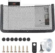 Mesh Cargo Net for Car | ABS Frame RV Cargo Elastic Mesh Pocket - Boat Storage Pouch with Hooks, Cell Phone Holder with Screws and Tape for Snacks, Drinks