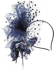 [TINEASUR] Elegant Butterfly Bridal Hair with Veil Fascinator Tea Party Headband Secure Fit for Weddings and Special Occasions Plume Detail for Sophisticated Touch