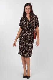 Short Sleeve Cross Over Dress--MAR-31220507